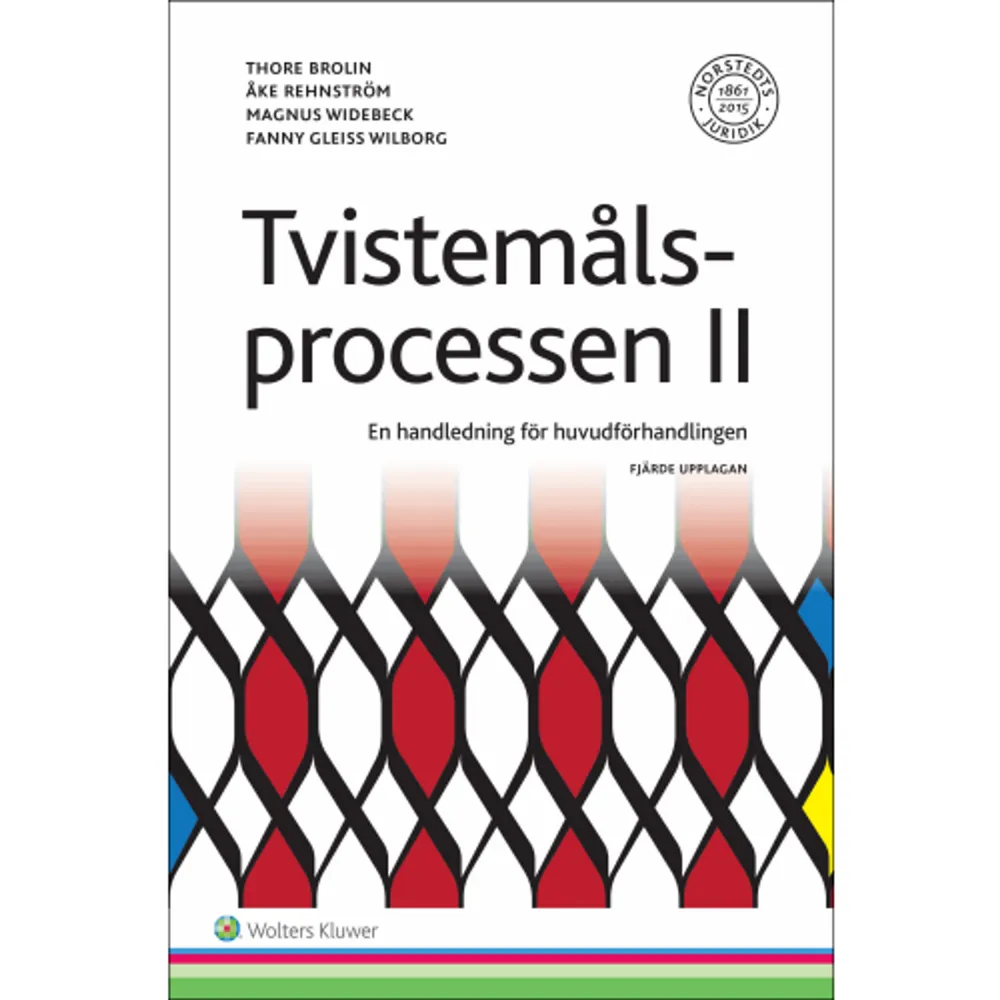 TVISTEMÅLSPROCESSEN II. En handledningen för huvudförhandlingen  går i detalj igenom huvudförhandlingen från planering av förhandlingen till meddelande av dom. Här finns praktiska synpunkter på de regler som styr domstolens och parternas agerande under denna fas av processen samt reglerna om rättegångskostnader.Tvistemålsprocessen II innehåller ett flertal belysande exempel och återger i stor utsträckning innehållet i förarbetena. Den är oumbärlig för alla som kommer i kontakt med tvistemålsprocesser i egenskap av part, ombud eller domare.Tvistemålsprocessen II kompletteras av Tvistemålsprocessen I. En handledning för förberedelsen, av samma författare.THORE BROLIN är f.d. rådman vid Stockholms tingsrättÅKE REHNSTRÖM var lagman vid Nacka tingsrättMAGNUS WIDEBECK är lagman vid Nyköpings tingsrättFANNY GLEISS WILBORG är chefsrådman vid Södertörns tingsrätt    Format Häftad   Omfång 122 sidor   Språk Svenska   Förlag Wolters Kluwer   Utgivningsdatum 2016-08-24   Medverkande Magnus Widebeck   Medverkande Åke Rehnström   Medverkande Fanny Gleiss Wilborg   ISBN 9789139206194  . Böcker.