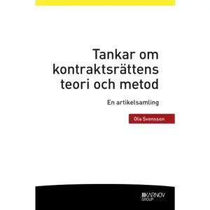 I denna artikelsamling behandlar författaren vad som kännetecknar juridisk teori och metod på kontraktsrättens område i vissa avseenden. En fråga som ges ett betydande utrymme är om en domstol i vissa fall har kompetens att avvika från lydelsen av en lagregel. Andra frågor som uppmärksammas är hur allmänna bedömningsstandarder kan tolkas och hur en domstol kan vidareutveckla kontraktsrätten när det inte finns några lagregler på området. I framställningen undersöks bland annat om en teori om lagreglers bristande finhet kan användas för att inskränka tillämpningsområdet för en lagregel, om det finns skäl att avstå från en bokstavstrogen tolkning av ett antal regler i köplagen (1990:931), om det går att jämka 15 § lagen (1936:81) om skuldebrev inom dess kärnområde, i vilken omfattning som det är berättigat att bortse från ett uttalande i lagmotiven samt vilken roll som principen om lagstyre spelar inom kontraktsrätten. Vidare ges en presentation av Ronald Dworkins rättsteori och hur denna går att tillämpa inom ramen för en ändamålsinriktad tolkning av kontraktsrätten.    Format Häftad   Omfång 204 sidor   Språk Svenska   Förlag Karnov Group   Utgivningsdatum 2017-05-22   ISBN 9789176105474  