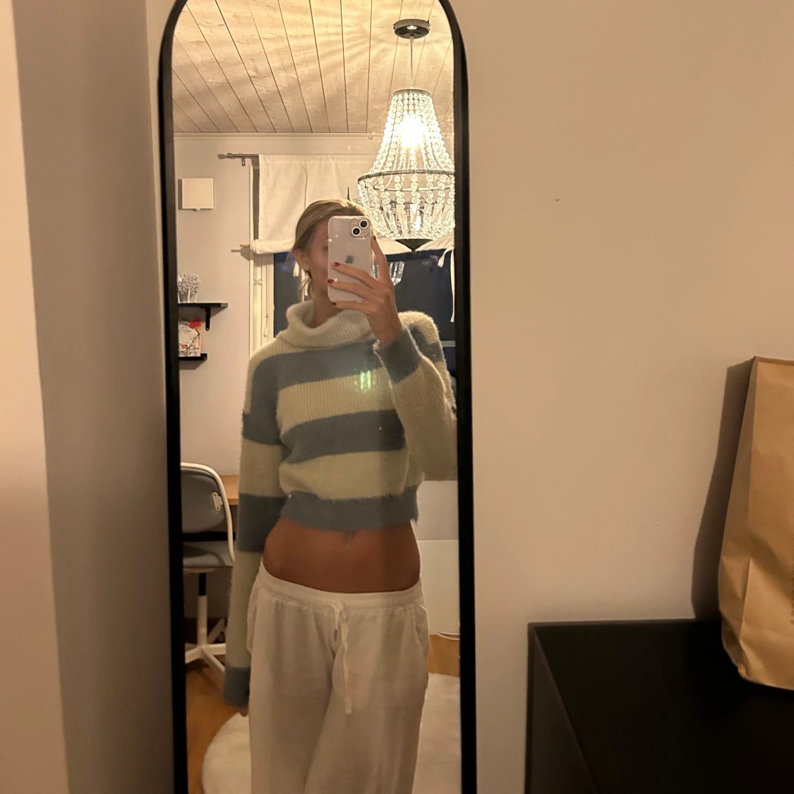 Randig croppad tröja - 90