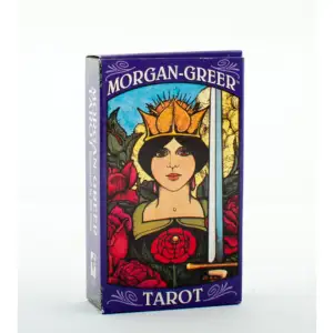 Based on the structure of the Rider-Waite Tarot, this uniquely expressive deck features magical imagery presented in deep, saturated colors. The borderless 78-card deck allows the details of tarot scenery and symbolism to be viewed from a close, intimate perspective. Morgan-Greer Tarot draws the reader into its evocative artwork. When laid out in a spread, the full scenes on borderless cards create a beautiful picture.