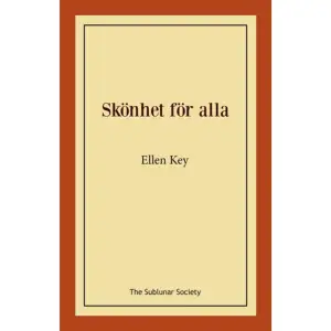 Ellen Key (1849-1926) var en svensk författare, pedagog och kvinnosaksideolog. Under tidigt 1900-tal var Key en av Sveriges mest omtalade samhälls- och kulturdebattörer. Hon skrev böcker, artiklar och pamfletter om ämnen som fred, feminism och folkbildning.Idag kan vi betrakta Key som en särartsfeminist. Hon ansåg att män och kvinnor hade olika könsspecifika egenskaper – som avgjorde vilka roller de borde inneha i hemmet och i samhället. Denna ståndpunkt har blivit mycket omdebatterad och Key kan upplevas som provocerande än idag.De fyra uppsatserna i Skönhet för alla (1904) kan främst ses som en handbok i inredning, med tydliga instruktioner vad gäller allt från val av färger till val av möblemang – i syfte att vägleda oss i hur man skapar ett både funktionellt och vackert hem, tillgängligt för alla. Bakom hennes rekommendationer finns en filosofisk tanke om att ett funktionellt, enkelt och vackert hem leder till ett ökat välbefinnande och till en befrielse för kvinnan. Boken avhandlar även festsedernas innebörd för hemtrevnaden och den öppna spisens betydelse som en mötesplats för familjen.    Format Häftad   Omfång 69 sidor   Språk Svenska   Förlag The Sublunar Society   Utgivningsdatum 2022-07-06   ISBN 9789189235830  