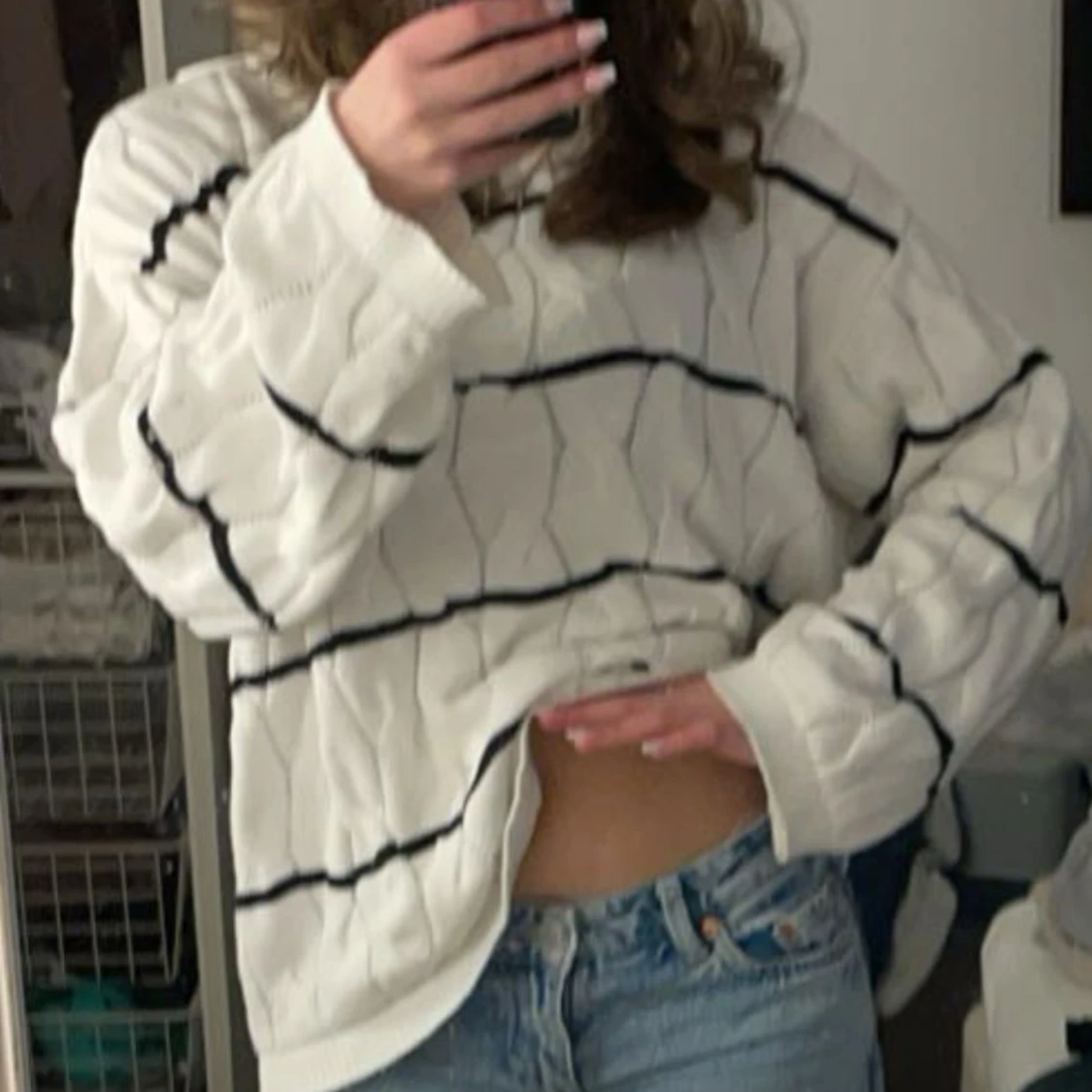 Vit stickad tröja från BikBok - 3