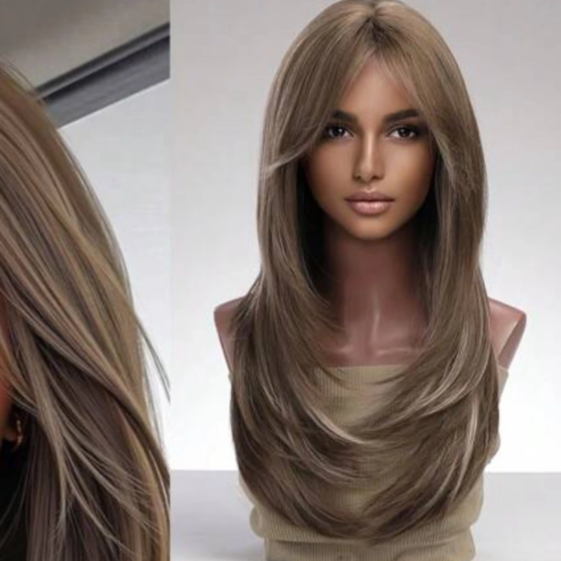 Brun peruk med långa lager - 2