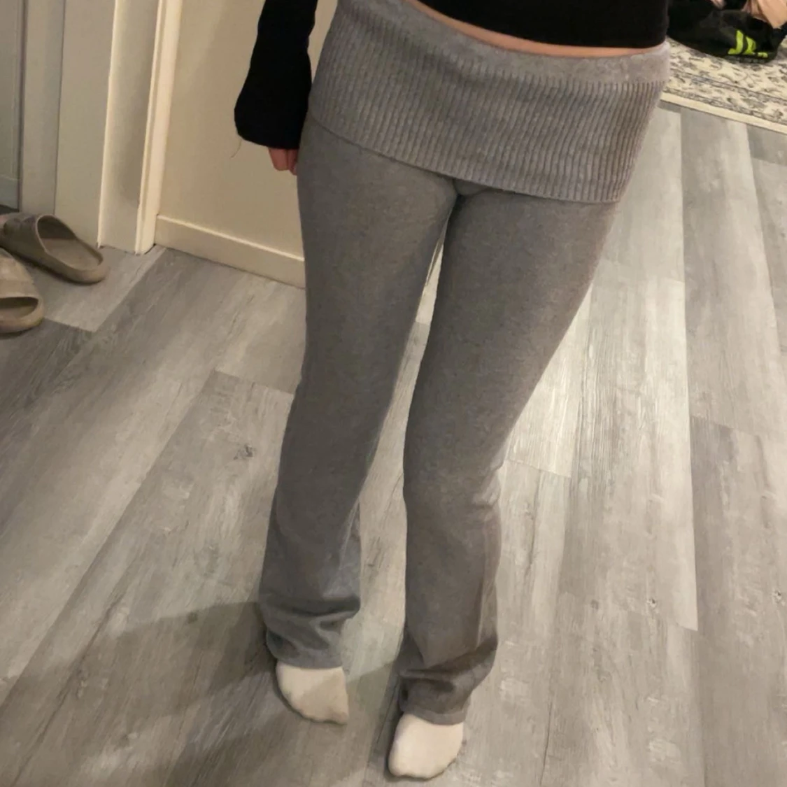 Lågmidjade stickade yoga pants - 1