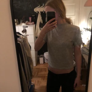 Grå croppad t-shirt från primark  - Säljer dena kortärmad tröjan från primark om du har frågor skriv så svarar jag så snabbt som möjligt 