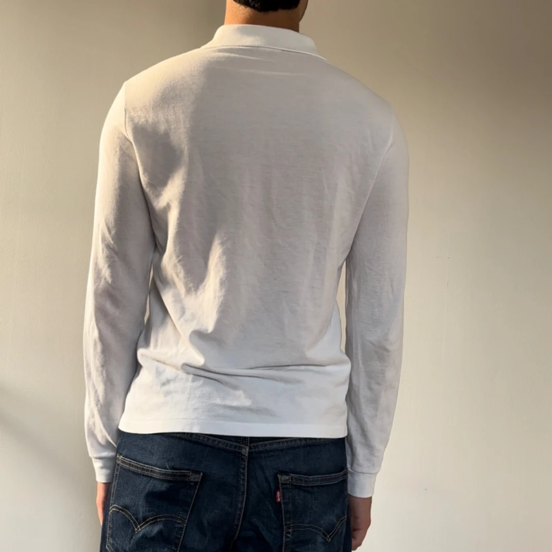 Vit långärmad pikétröja från Lacoste - 90