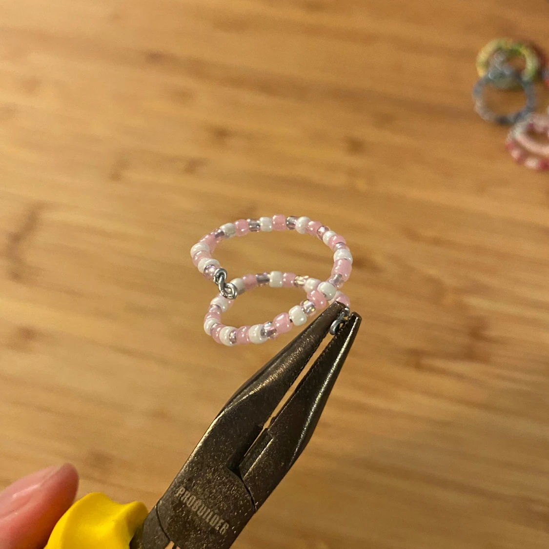 Rosa ring, pärlor, justerbar - 2