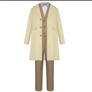 Aziraphale cosplay - Säljer min Aziraphale cosplay från Aliexpress, använd en gång på ett convention och har inga defekter. På bild 3 kan man se storleks måtten, och efter den är det en bild på mig i cosplayen. Original priset är 477kr med frakt.