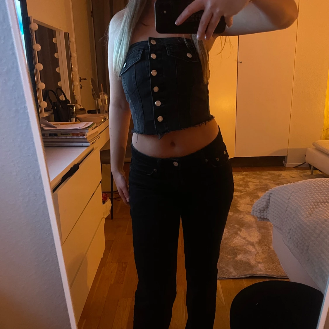 Jeans tröja med knappar grå - 90