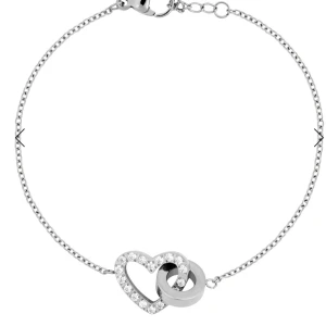 Silverarmband med hjärta och ring - Elegant silverarmband med ett glittrande hjärta och två sammanlänkade ringar. Går att pruta och diskutera pris💕