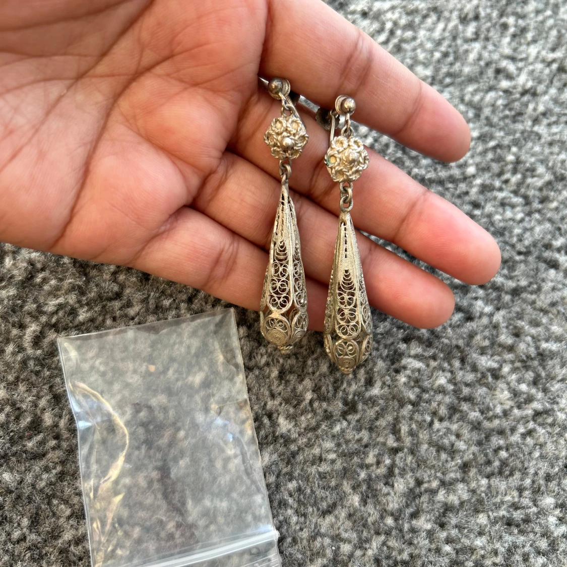 Äkta silver filigranörhängen