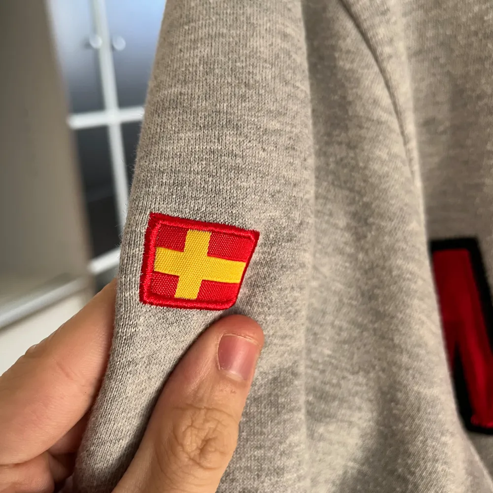 Säljer en grå hoodie från Malmö Redhawks i storlek L. En hoodie för den som verkligen vill stödja sitt lag. Har den röda örnen och skåneflaggen på båda armarna.. Tröjor & Koftor.