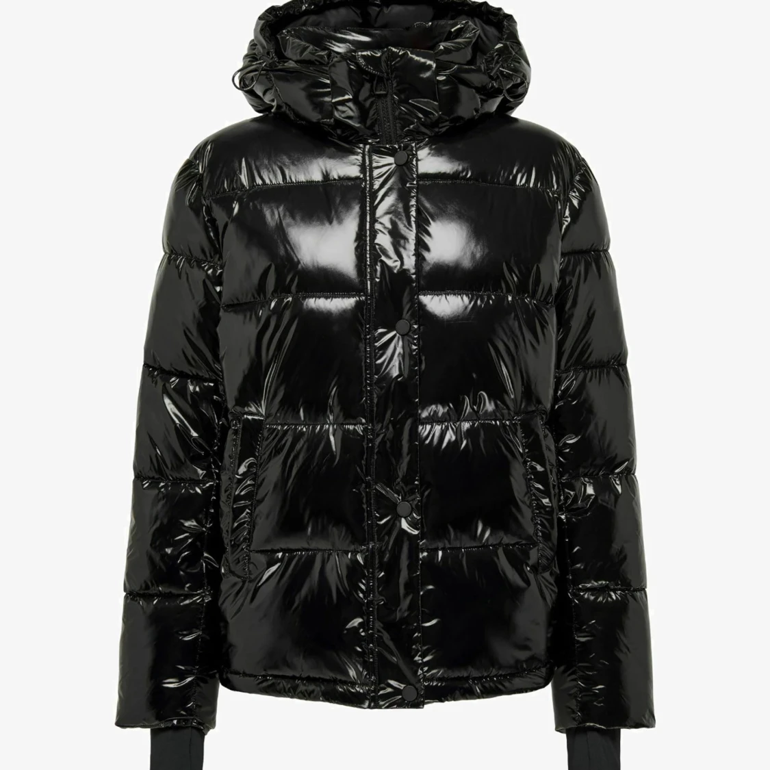 Svart glansig pufferjacka