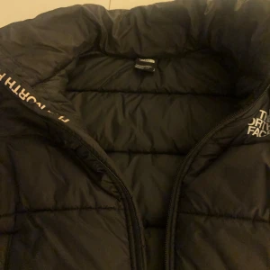 Svart dunjacka från The North Face - Säljer en svart dunjacka från The North Face. Har inbyggd huva i kragen. Perfekt för kyliga dagar. Storlek S men passar en liten M också.