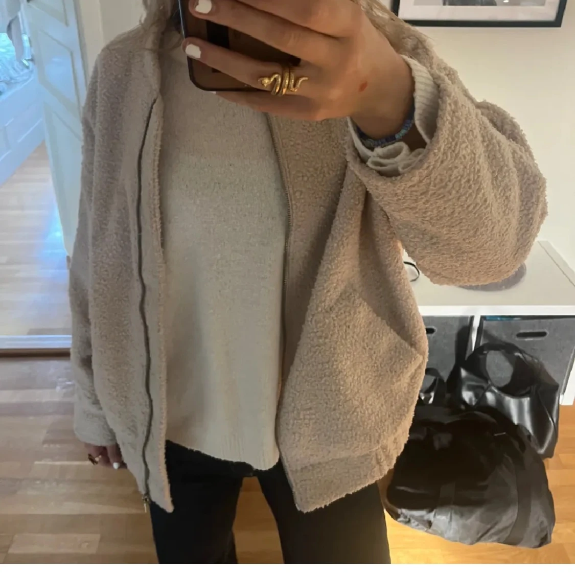 Beige teddyjacka - 91