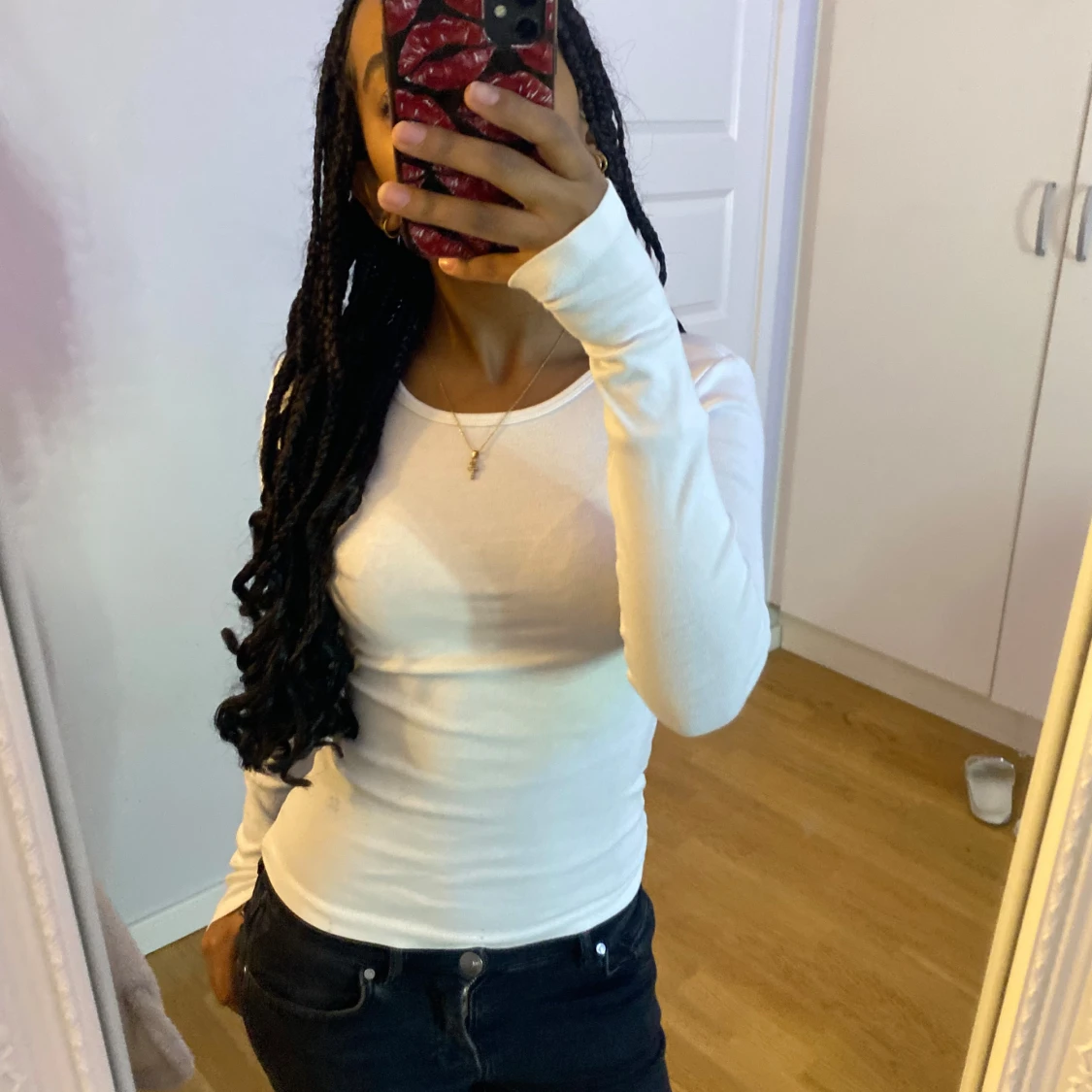 Vit/Svart långärmad topp - 90