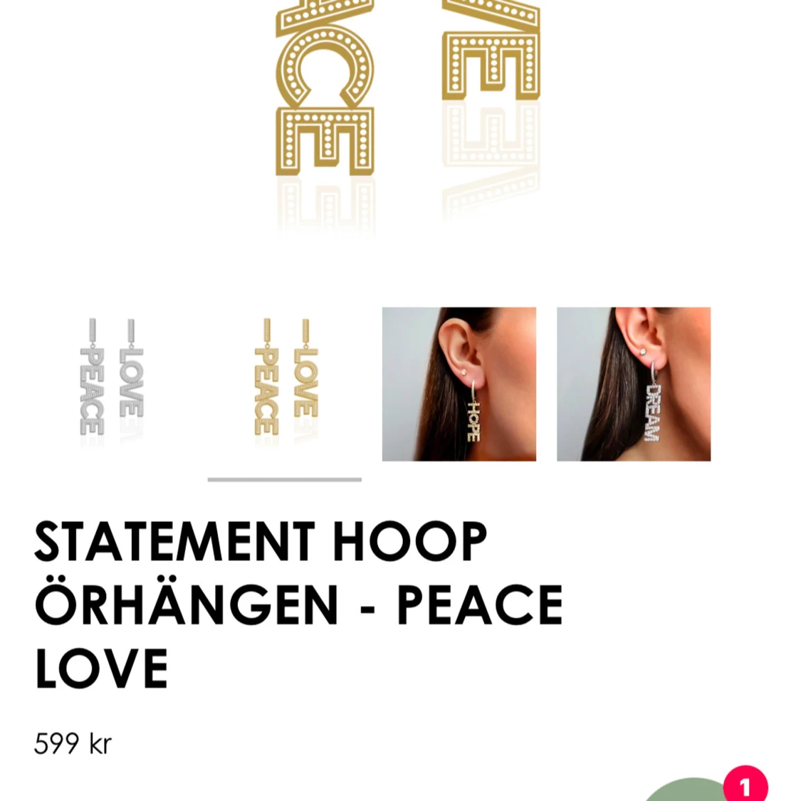 Statement Hoop Örhängen - Peace Love - 90