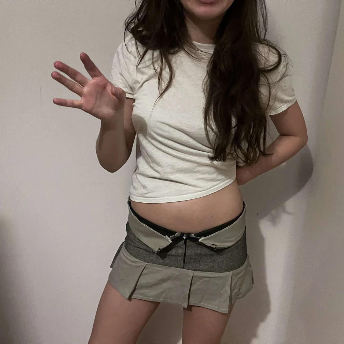 Grå minikjol med dragkedja - 91