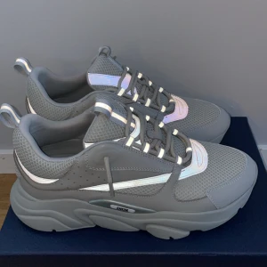Grå sneakers från Dior - Snygga grå sneakers från Dior med reflekterande detaljer och snörning. Skorna har en chunky sula och är tillverkade i en kombination av syntetmaterial och mesh för en modern look.