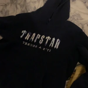 Svart hoodie från Trapstar - Har 2st trapstar hoodies båda i storlek M 150kr/st eller båda för 250kr. Ena tröjan är blå med vit text den andra är svart med röd text