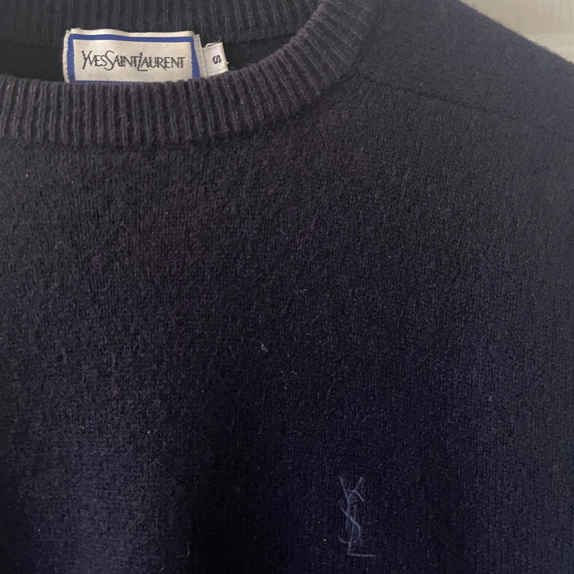 Yves Saint Laurent Navy Ull Stickad Tröja  - 93