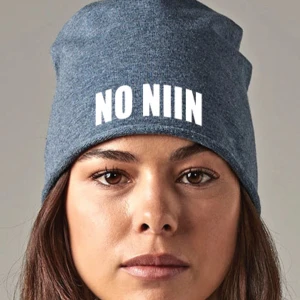 NO NIIN! mössa beanie| Finland | Finsk |  - Jersey Beanie med Non Niin tryck fram på fronten i vitt