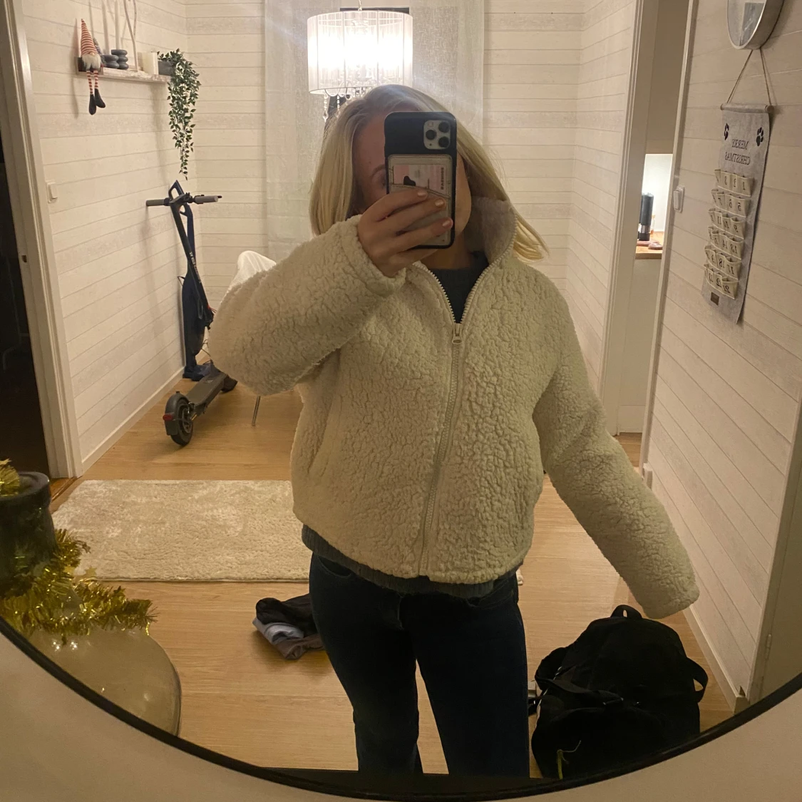 Beige teddyjacka med dragkedja - 90