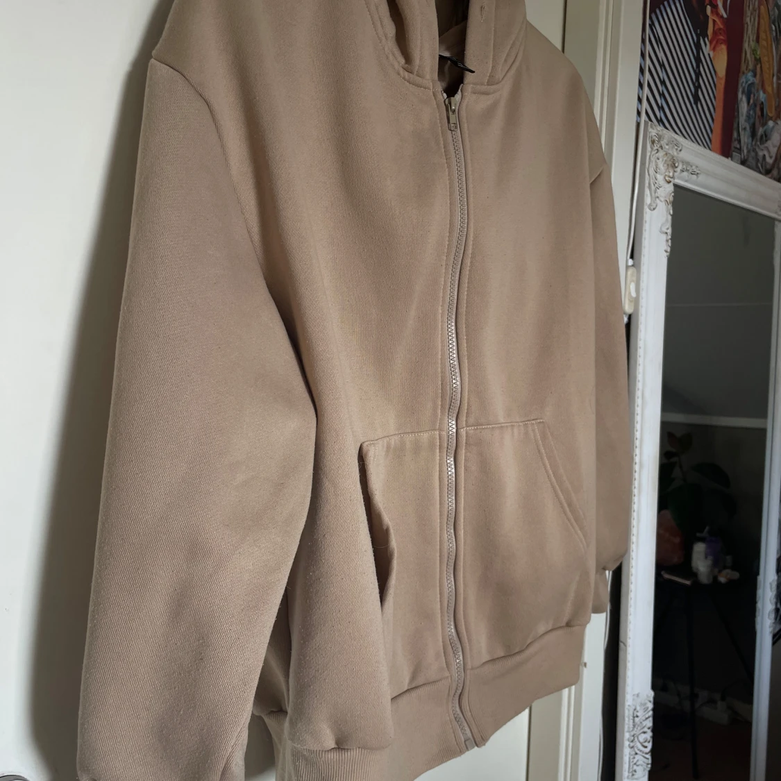 Beige Zip Up Hoodie
