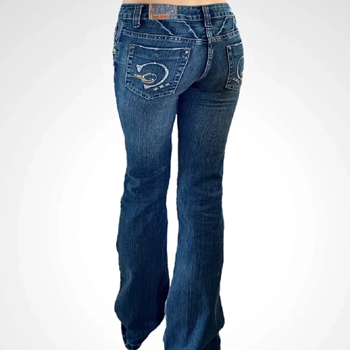 Blå bootcut jeans lågmidja - 1