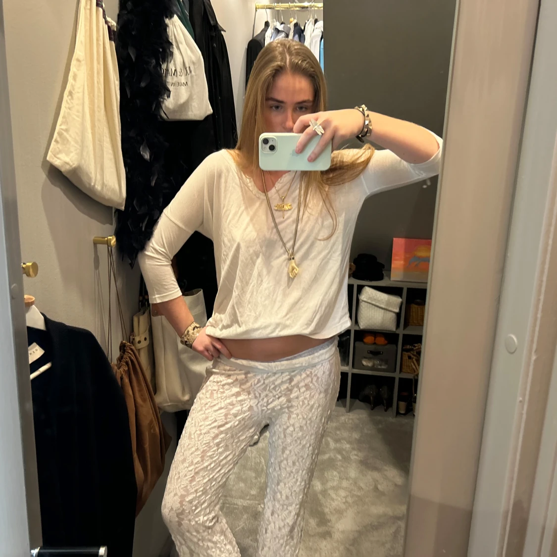 Vit långärmad topp - 1