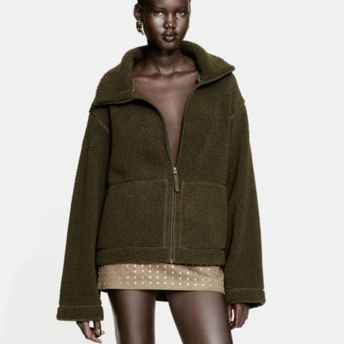 Grön teddy/pile jacka