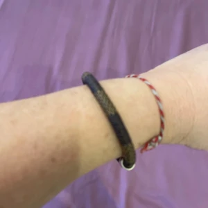 Svart och guld armband - Säljer ett stilrent armband i svart med guldiga detaljer. Armbandet har en enkel och elegant design med ett smidigt lås. Perfekt för både vardag och festliga tillfällen. Passar bra att kombinera med andra smycken för en personlig stil.