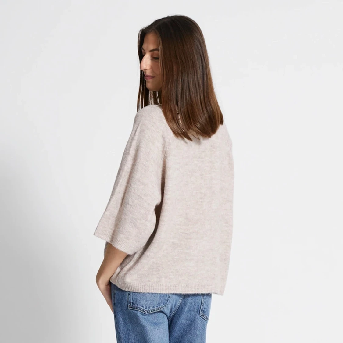 Beige stickad tröja - 90