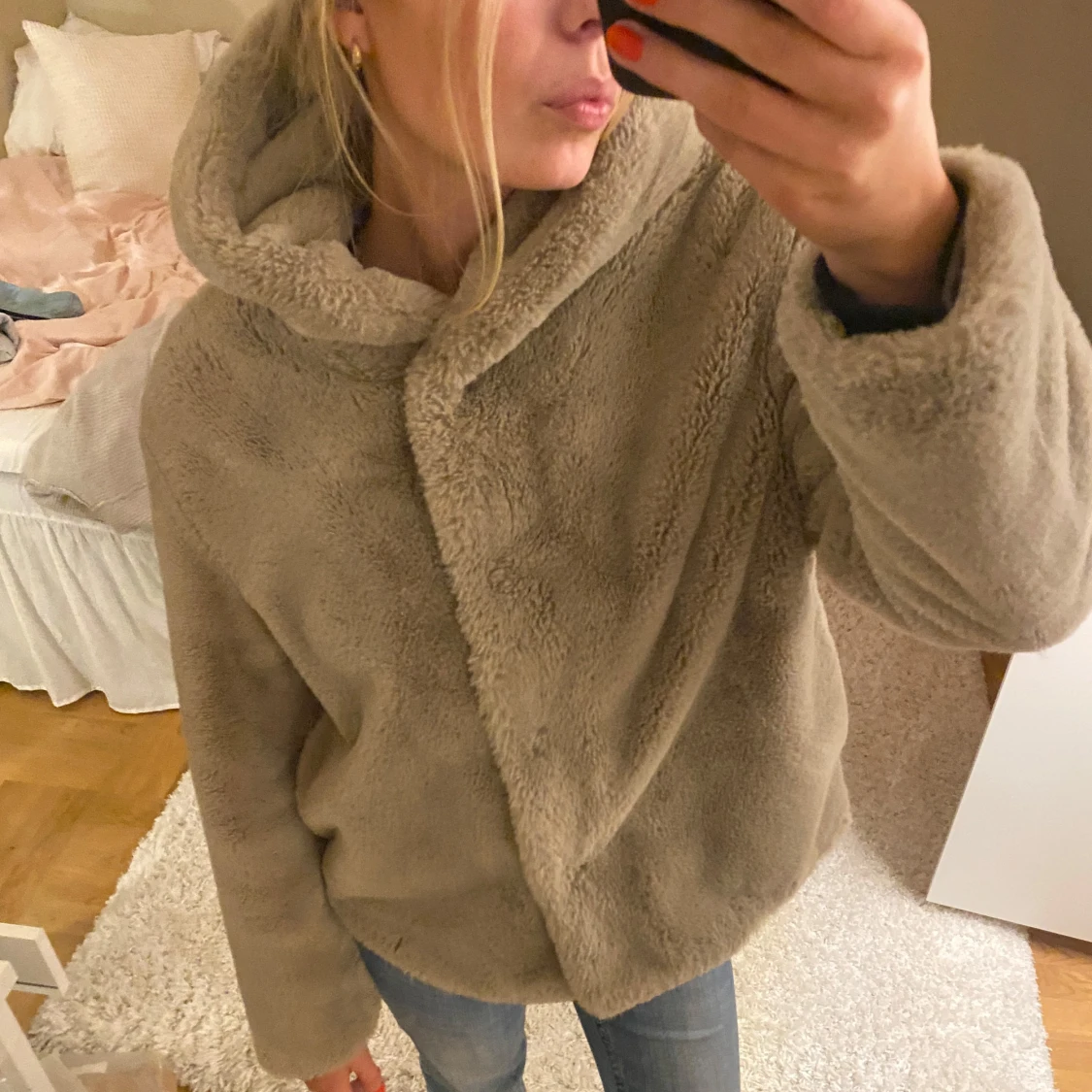 Beige teddyjacka - 90