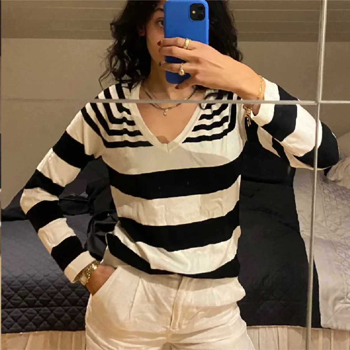 Svartvit randig tröja - 91