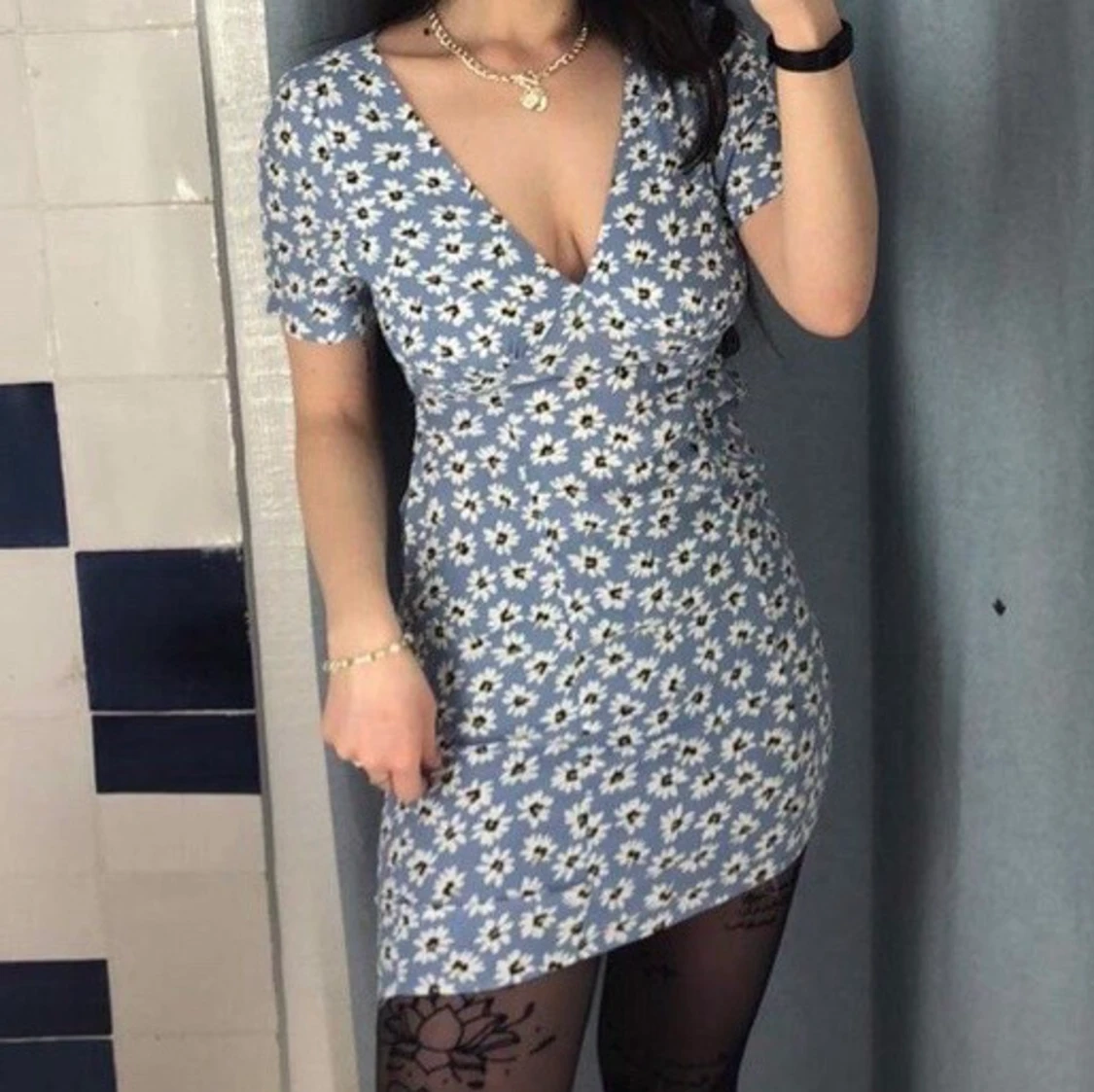 Pull&Bear Blue Floral Dress - 91