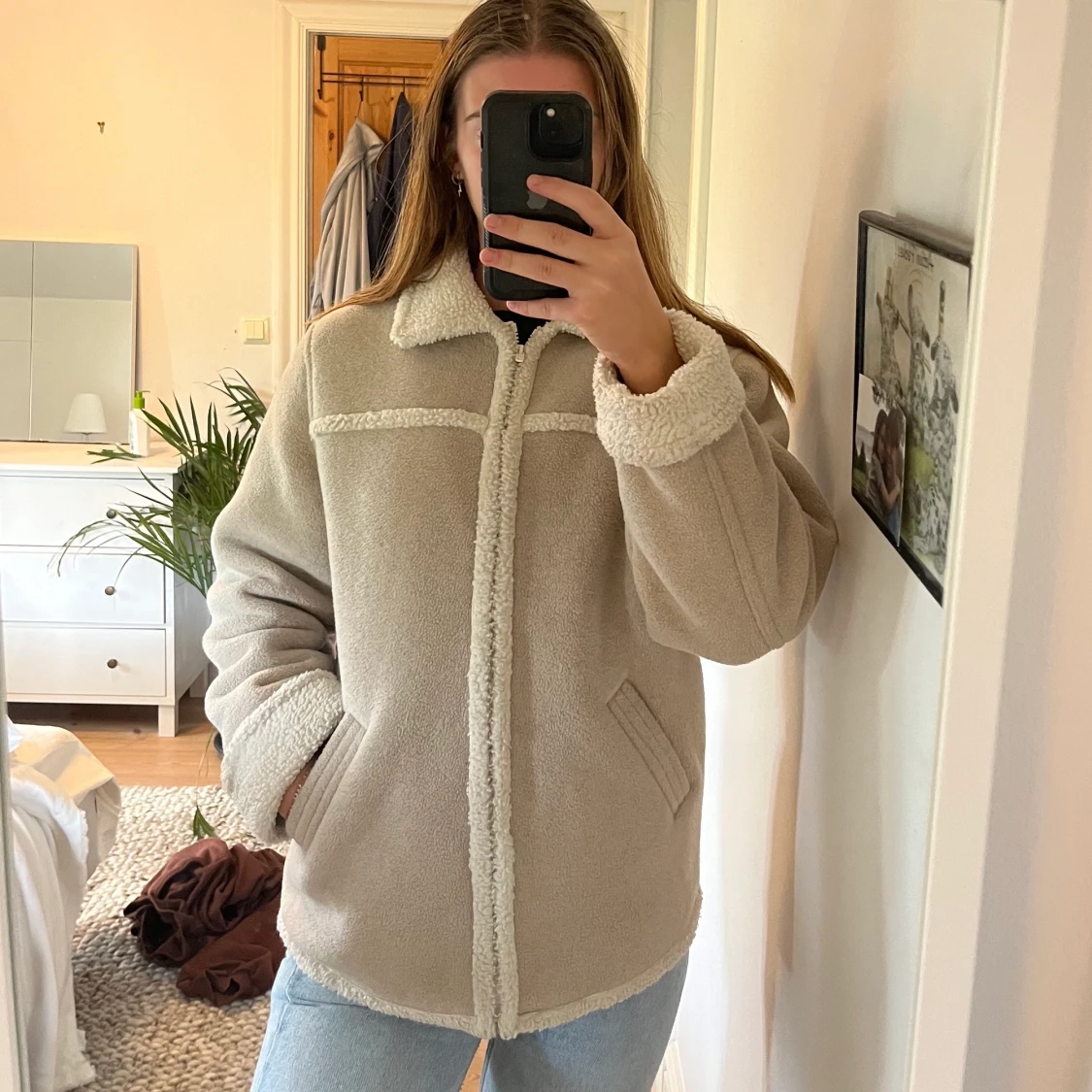 Beige teddyjacka - 90