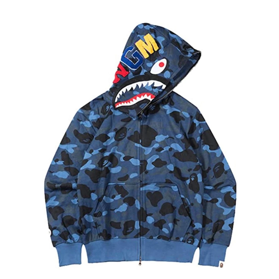 BAPE CAMO SHARK FULL ZIP HOODIE BLUE