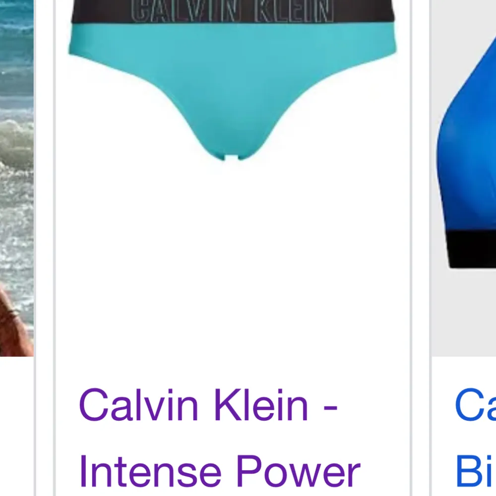 Oanvänd bikini underdel från Calvin Klein i storlek M💞Blågrön färg! Nypris 700kr. Gör att ha ihop med svart topp😊. Övrigt.