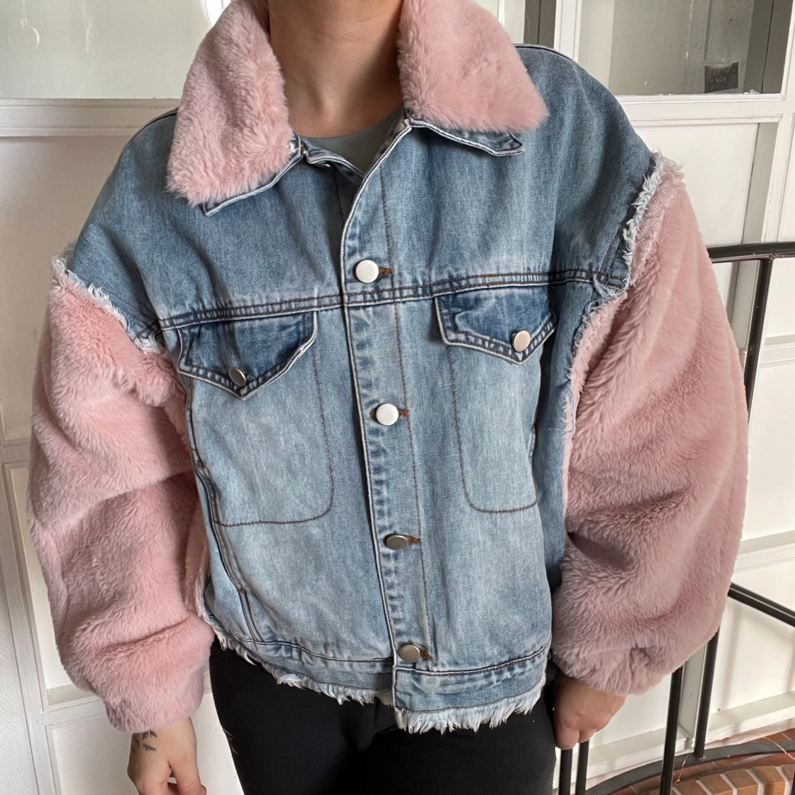 Vårjacka lurv/jeans