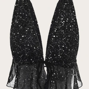 Festtopp  - Svart festtopp med glitter  Storlek: Small Aldrig använd 