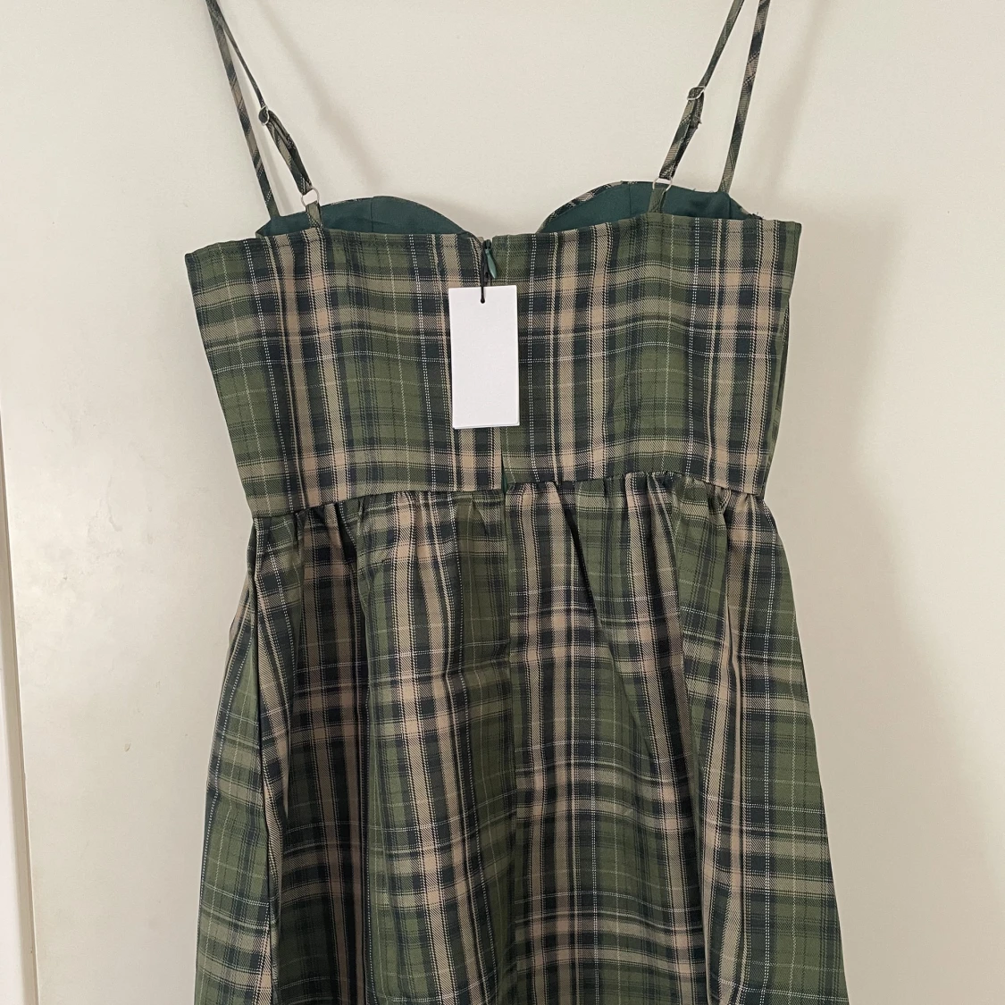 Grön rutig klänning  - 90