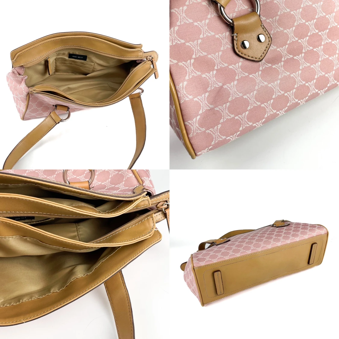 Vintage Y2K 90s 00s Nine West shoulder baguette bag in pink and tan - 91