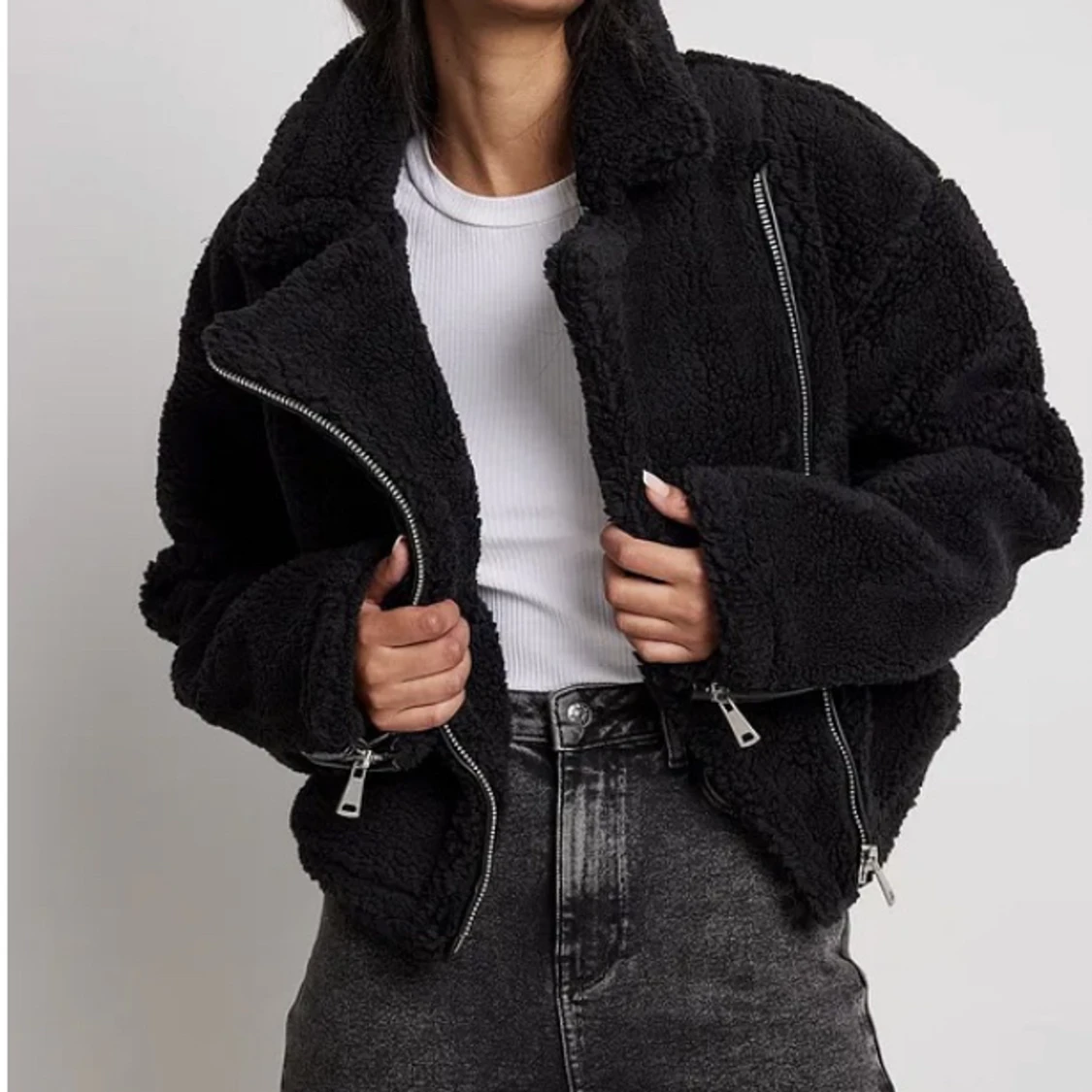 Kort Teddyjacka med dragkedja - 91