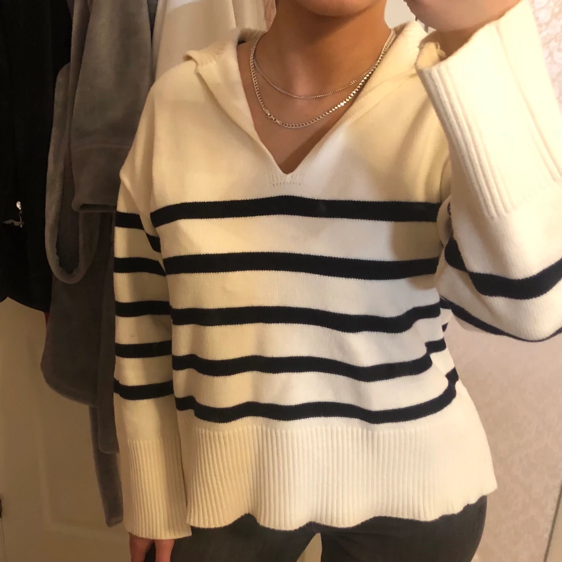 vit stickad tröja - 90