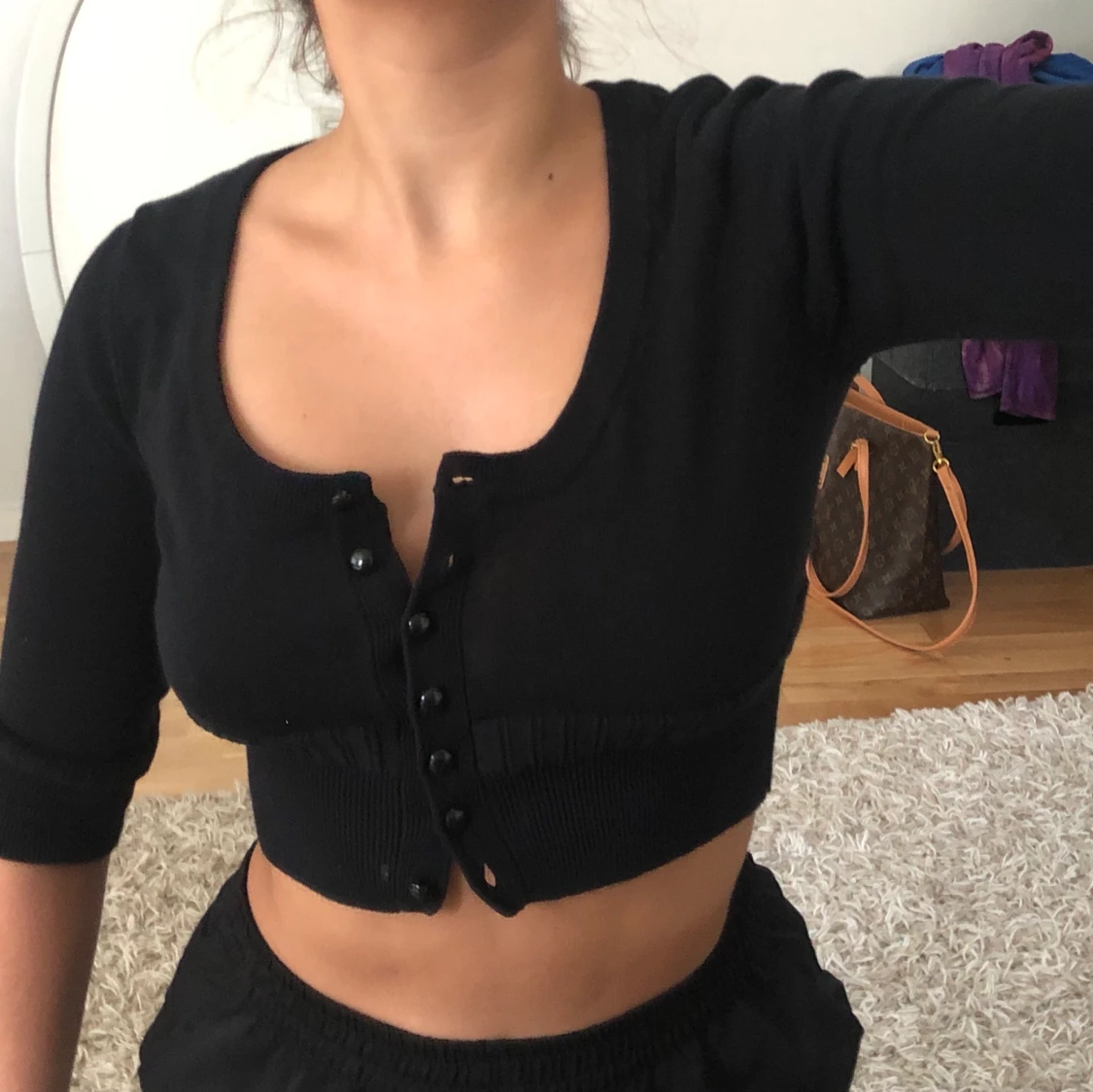 Svart croppad Cardigan