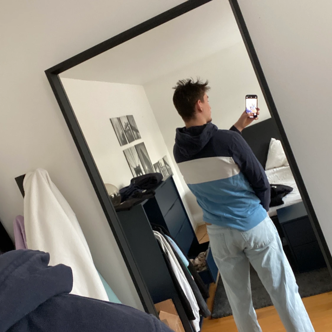 Levis hoodie färgblock blå/vit - 90