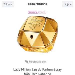 Lady million parfym  - Lady Million Paco Rabanne parfym i 80ml. Helt ny oöppnad förpackning då jag beställde fel. Kan fraktas eller mötas upp i Kristinehamn/Karlstad 