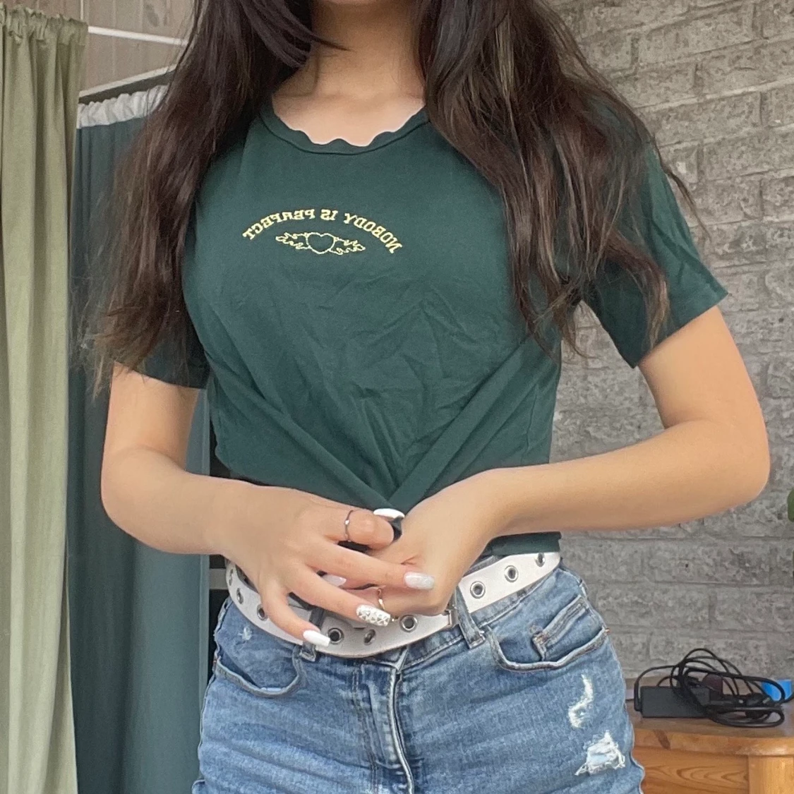 Dark Green shirt with gold heart - 90