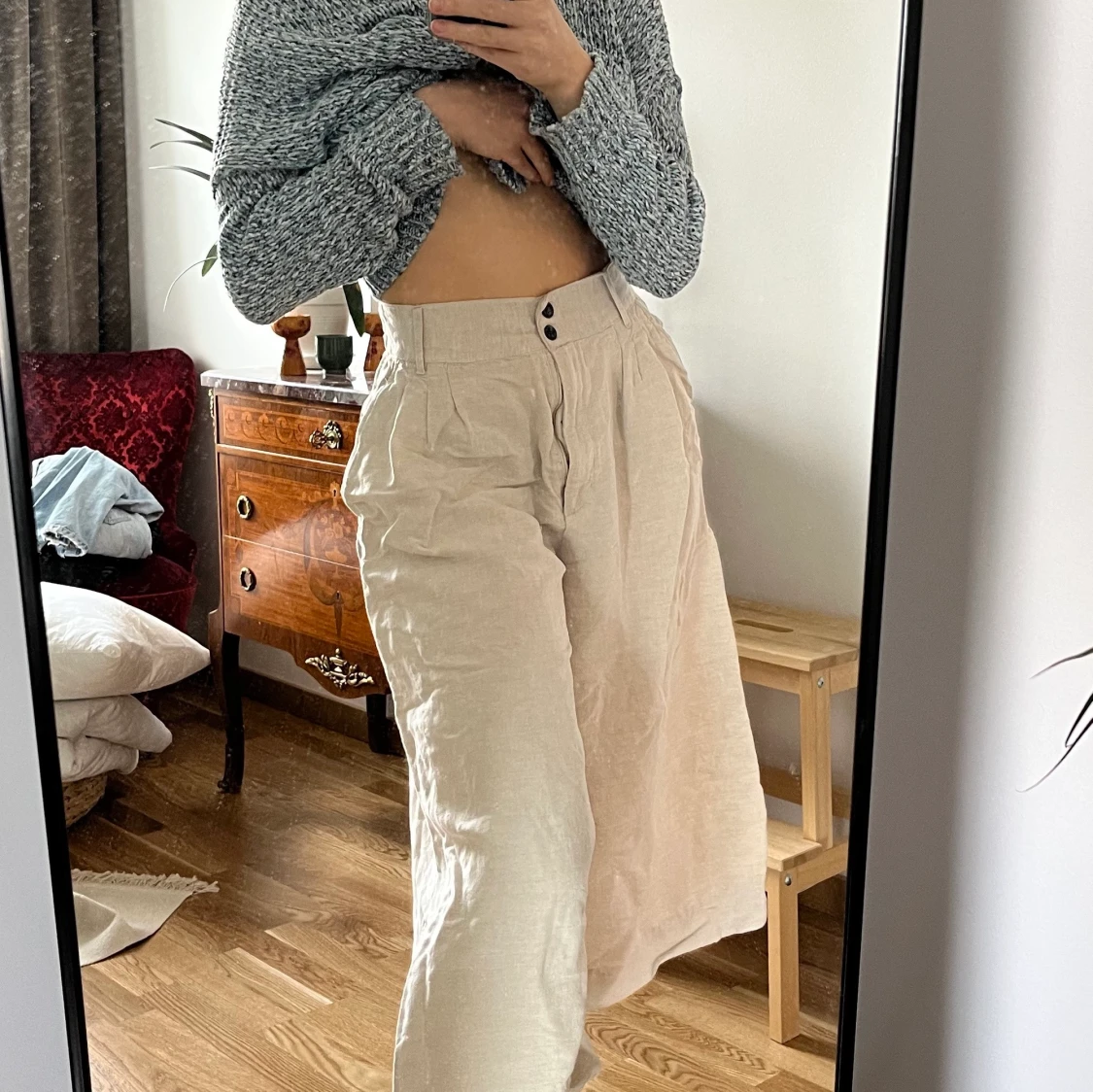 Linnebyxor i boho stil